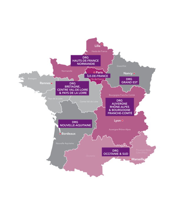 La carte de France des directions régionales des gares