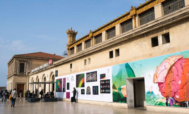 Fresque The Human Brain Project en gare de Marseille St-Charles