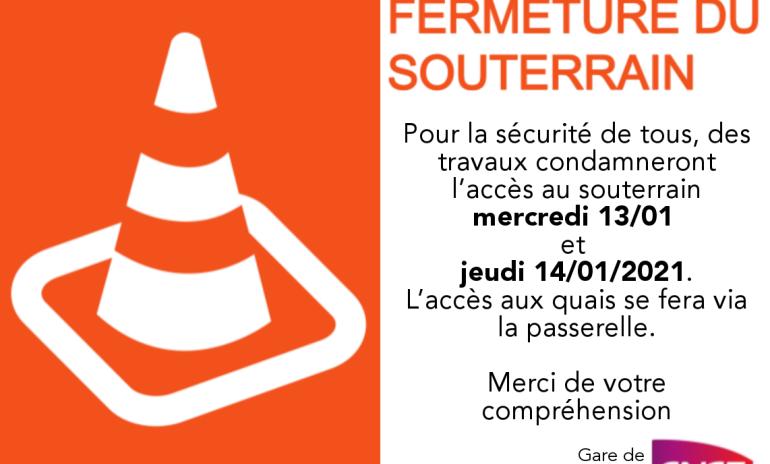 Travaux souterrain gare de Poitiers